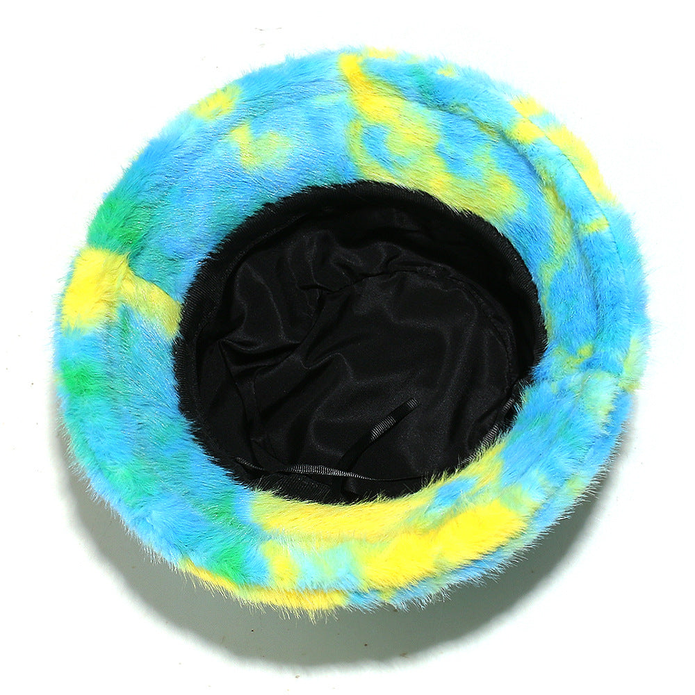 Tie-Dye Fur Fisherman Hat - Warm Ear Protection