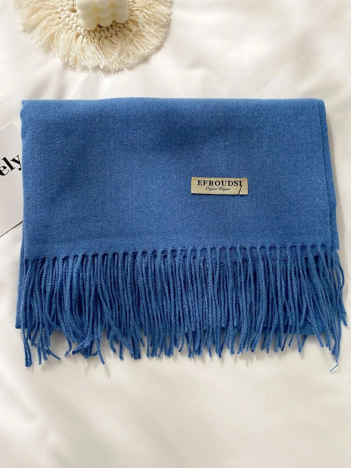 Long Fringe Solid Color Blanket Scarf
