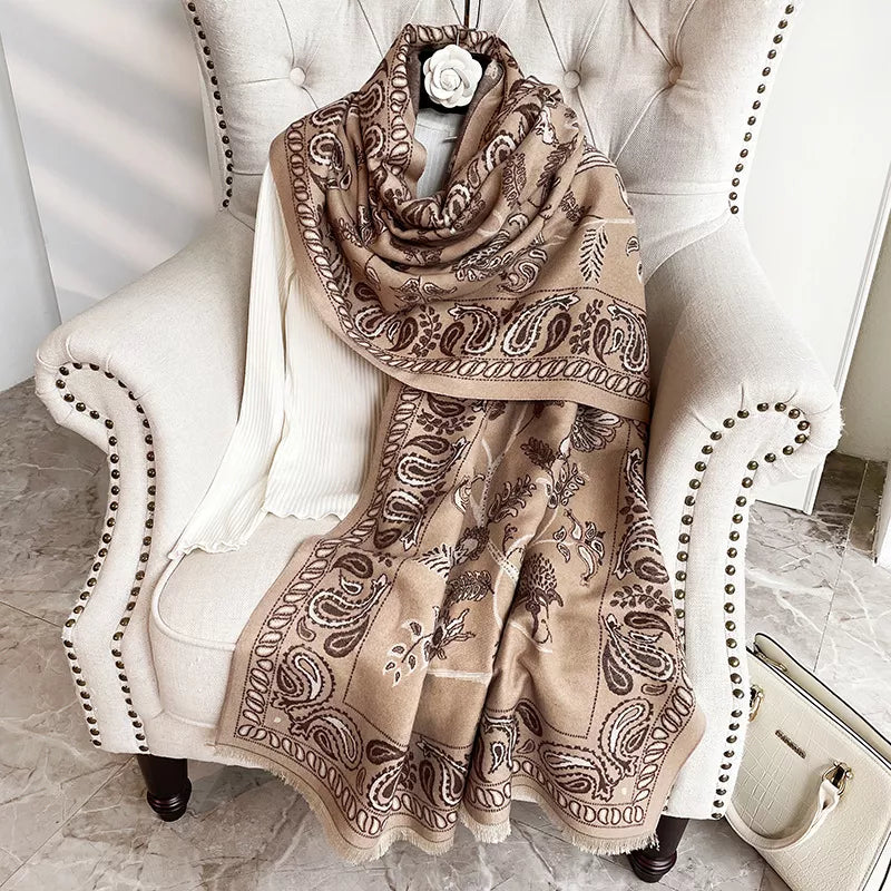 Paisley Printed Raw Hem Scarf