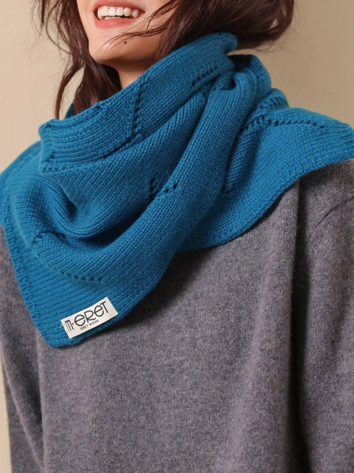 Wool Openwork Knit Scarf