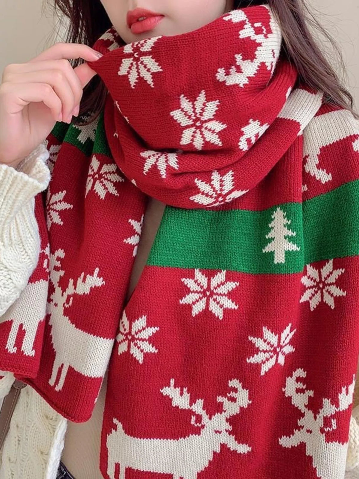Christmas Reindeer Knitted Scarf