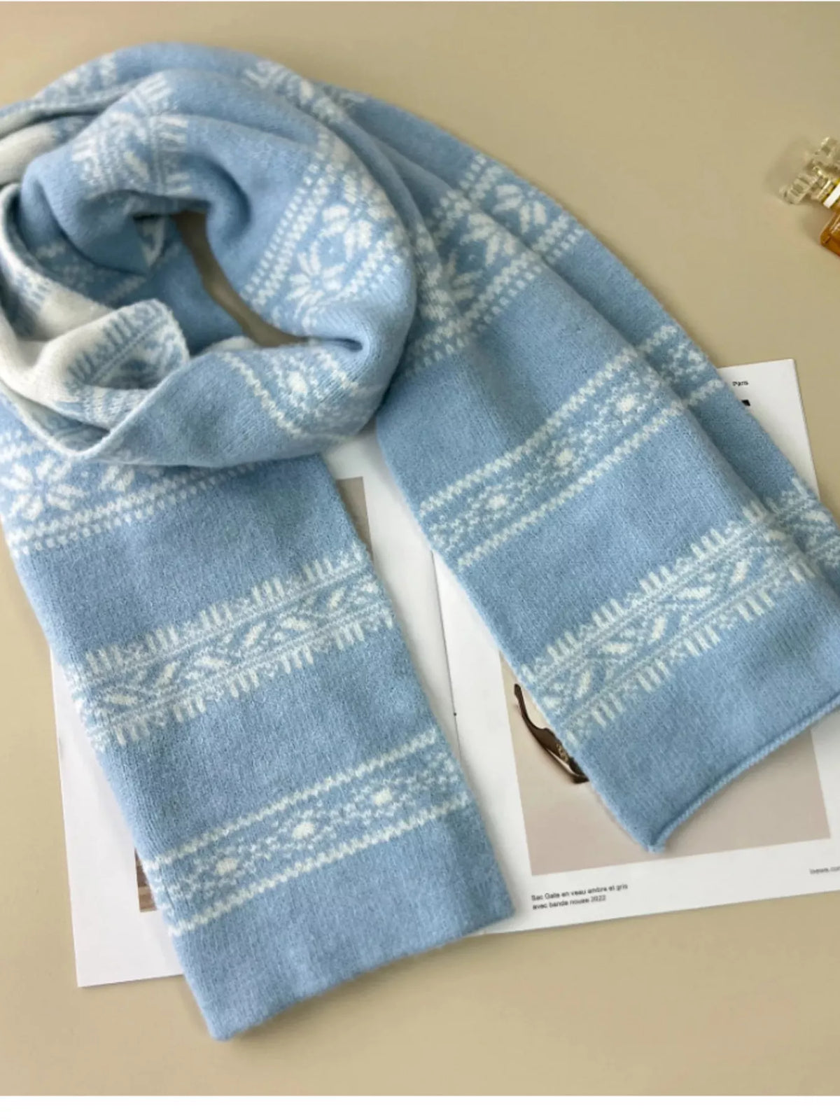 Snowflake Knitted Winter Scarf