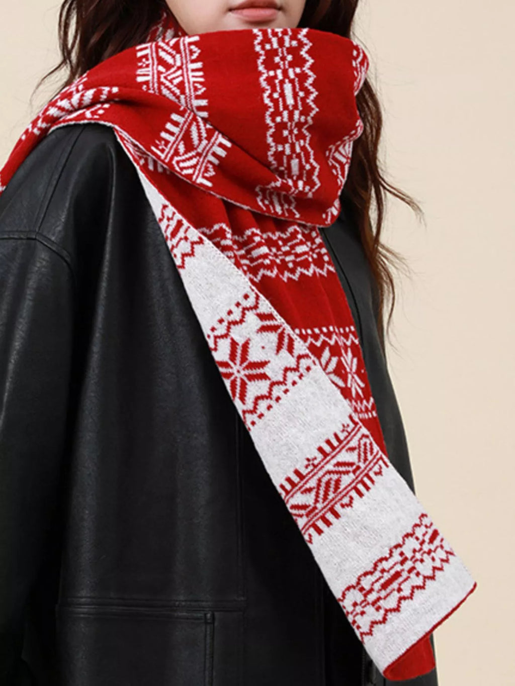 Christmas Snowflake Knit Scarf