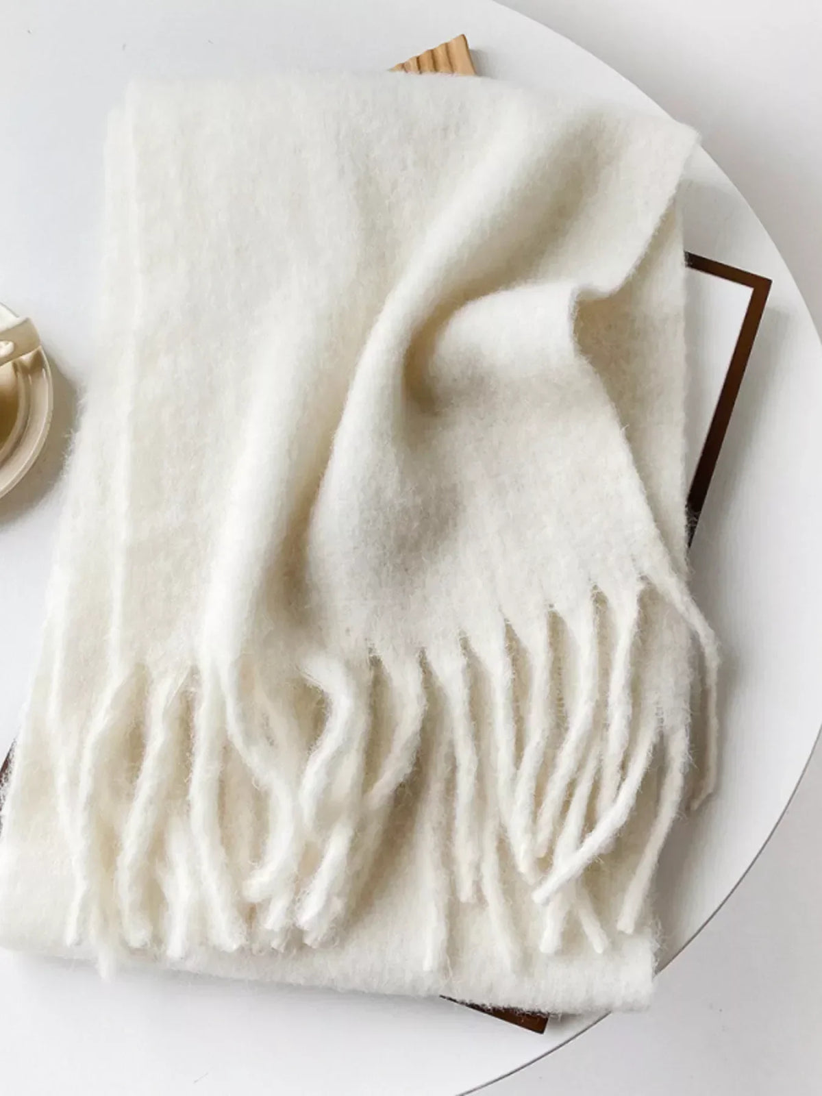 Fringe Solid Color Polyester Scarf