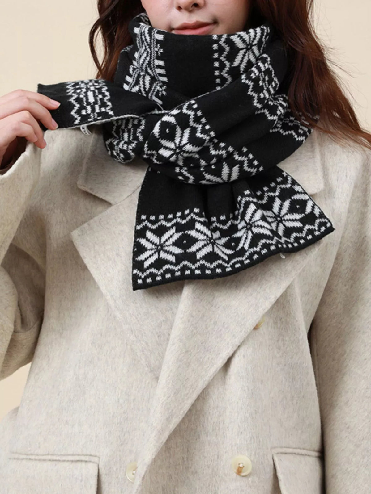 Christmas Snowflake Knit Scarf