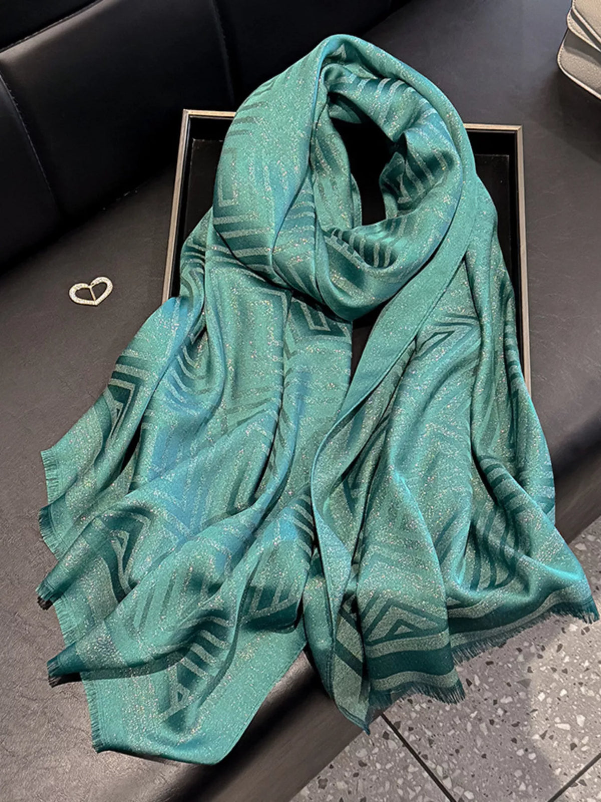 Raw Hem Lightweight Tonal Stripe Scarf