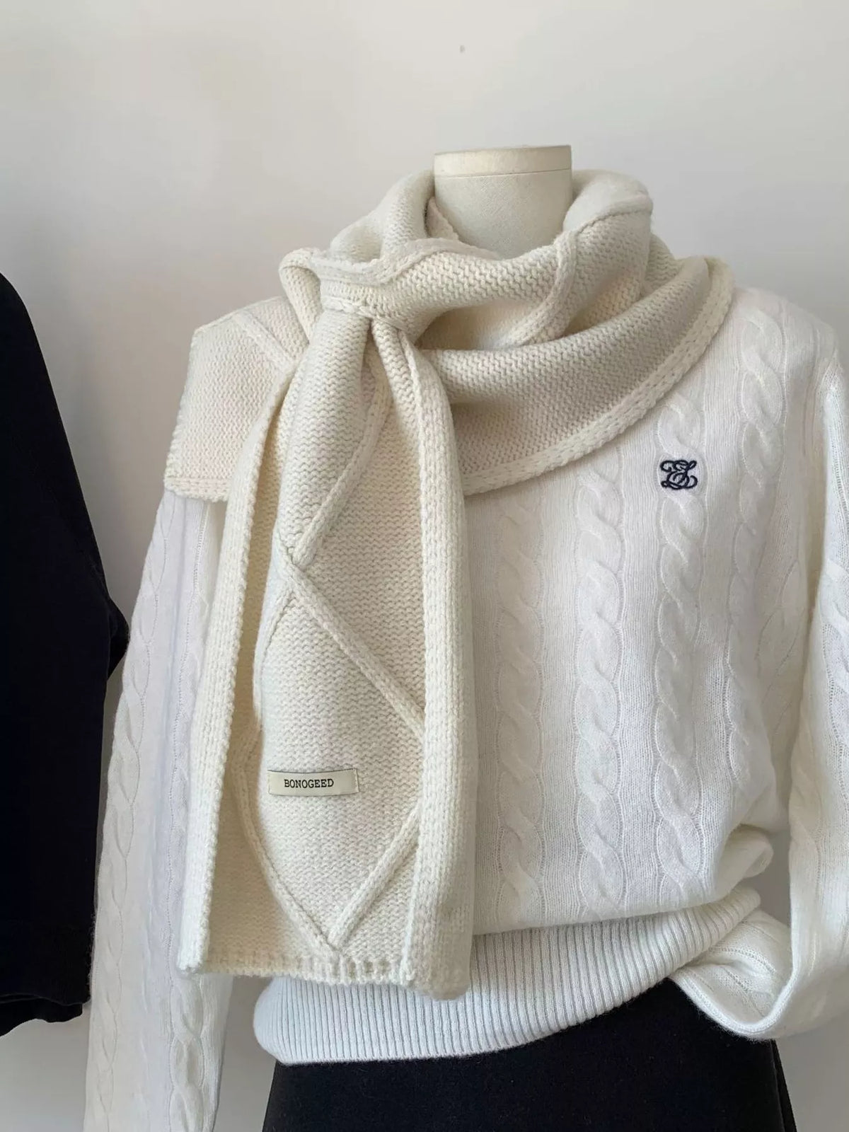 Solid Color Cable Knitted Winter Scarf