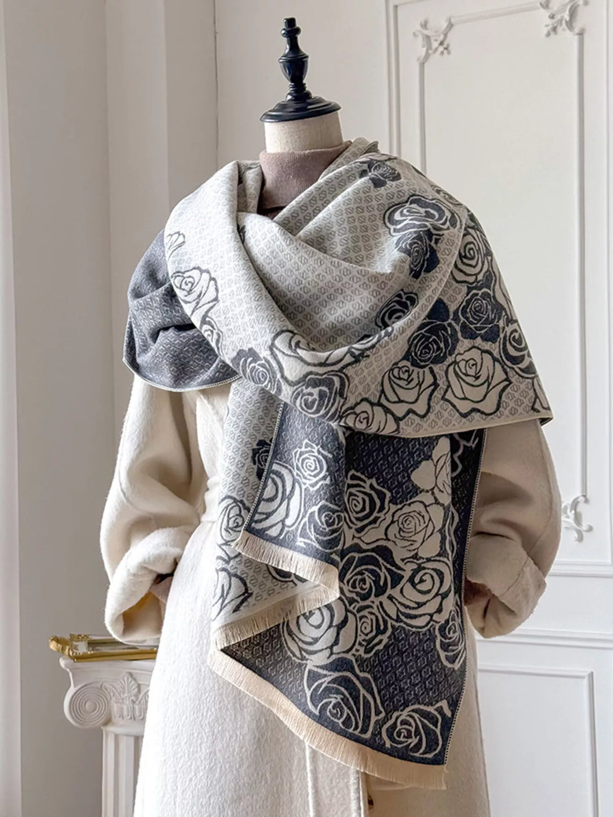 Rose Pattern Warm Scarf