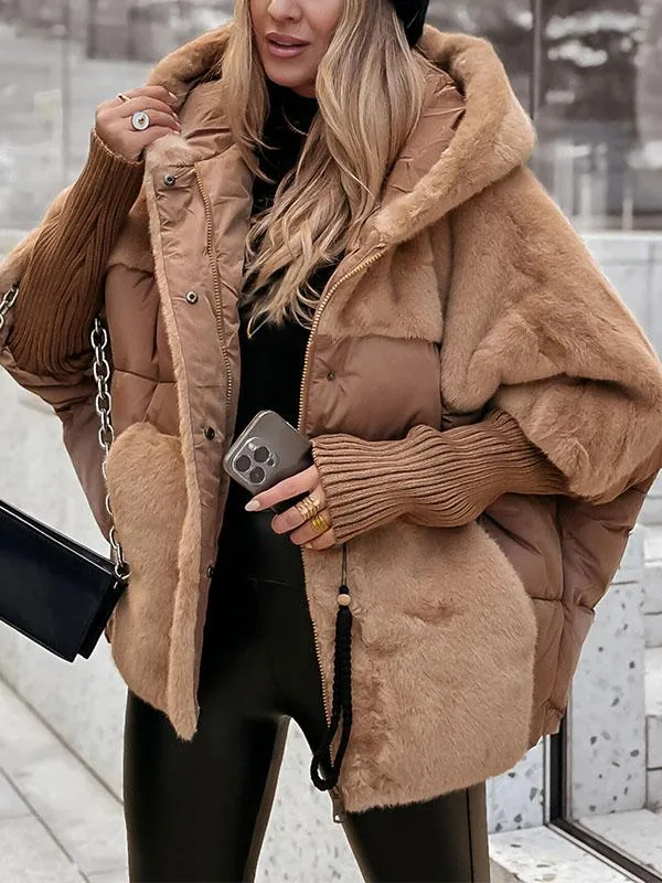 Warm Women's Padded Parka with Hood and Fleece Lining
