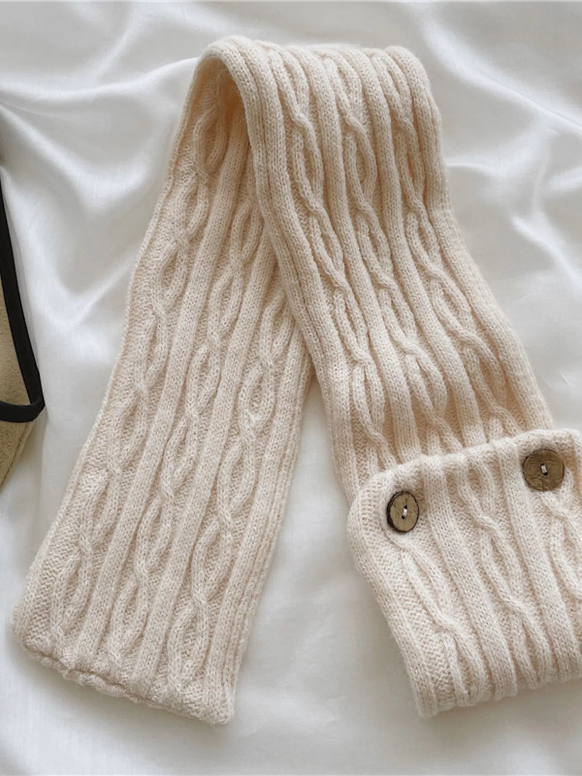 Button Accent Knitted Winter Scarf
