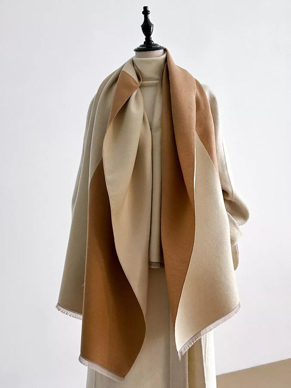 Two-Tone Raw Hem Scarf