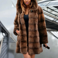 Soft Women's Fur Parka Coat Mid Length