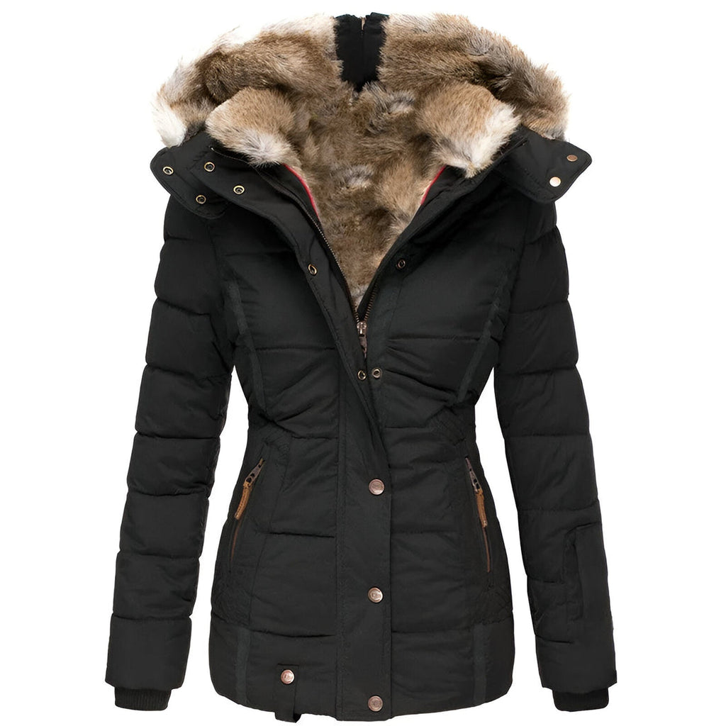 Soft Fleece Lined Hooded Down Jacket for Women