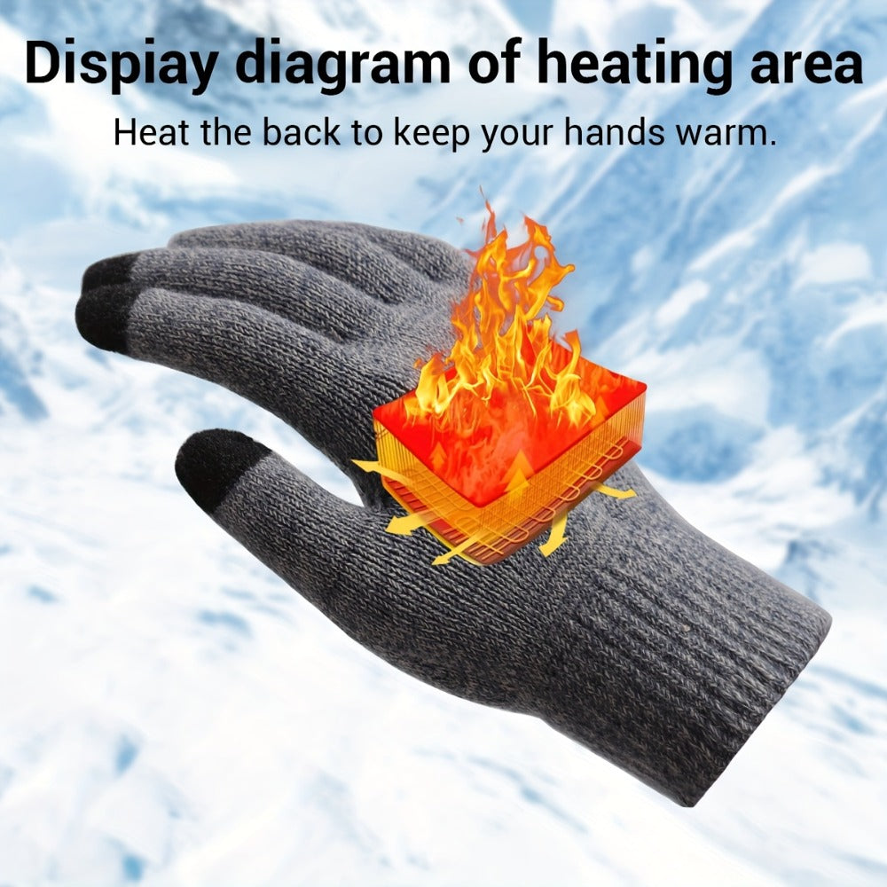 USB-Powered Full-Finger Heated Gloves with Touchscreen Fingertips, Anti-Slip Palms and Black or Gray Pair Options