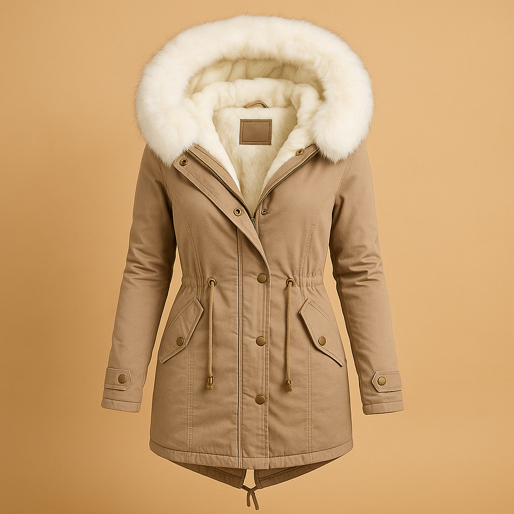 Long winter coat with hood for women | Elise