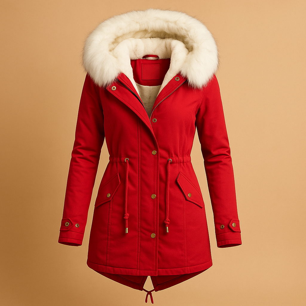 Long winter coat with hood for women | Elise
