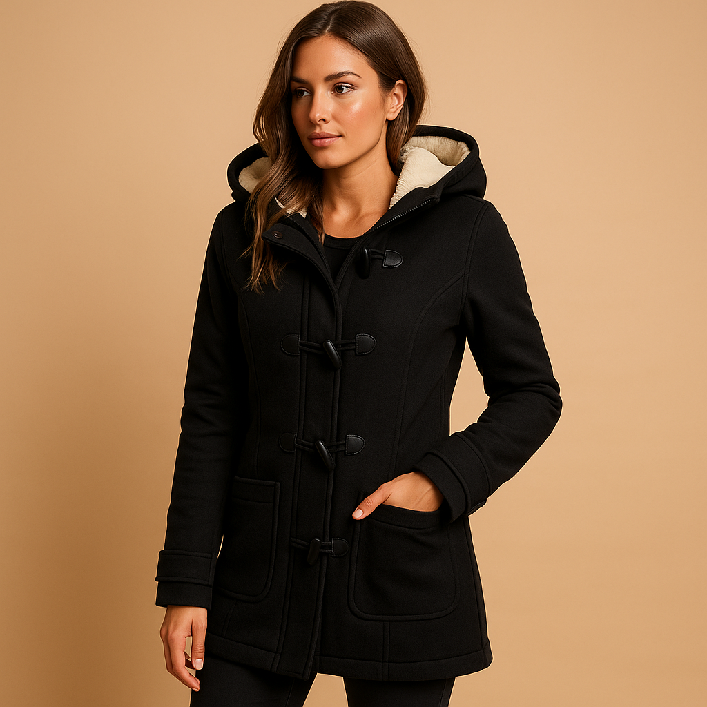 Long winter coat with hood for women | Seraphina