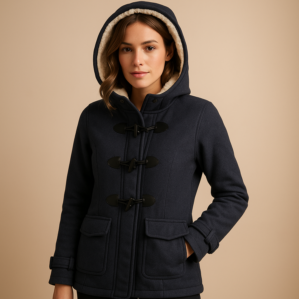 Long winter coat with hood for women | Seraphina