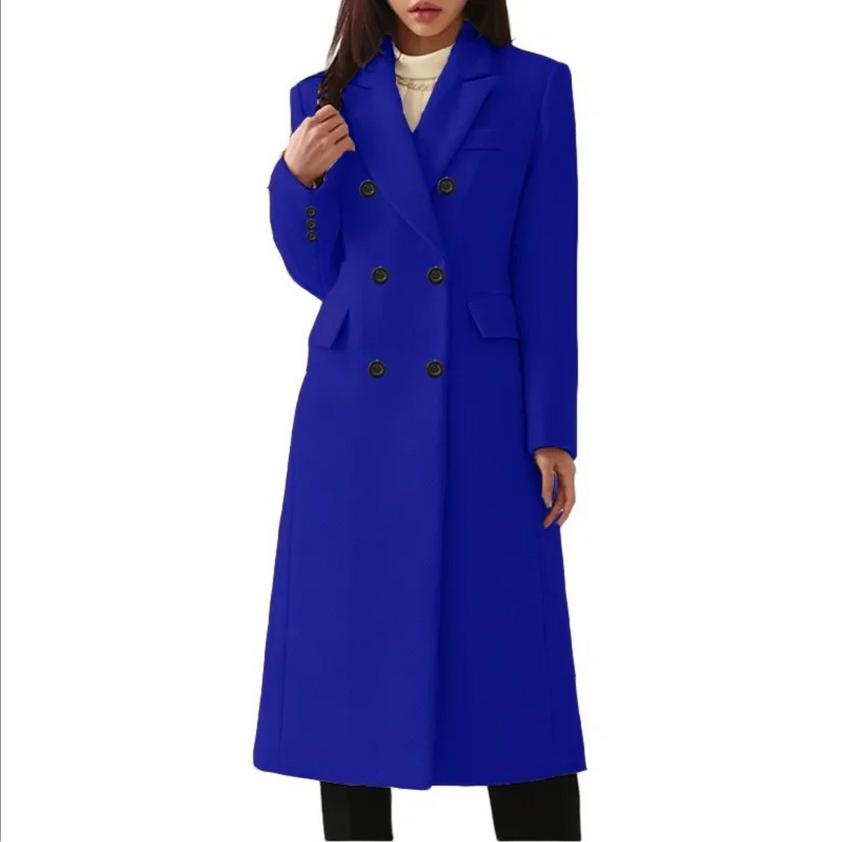 Warm Double Collar Wool Women's Winter Coat