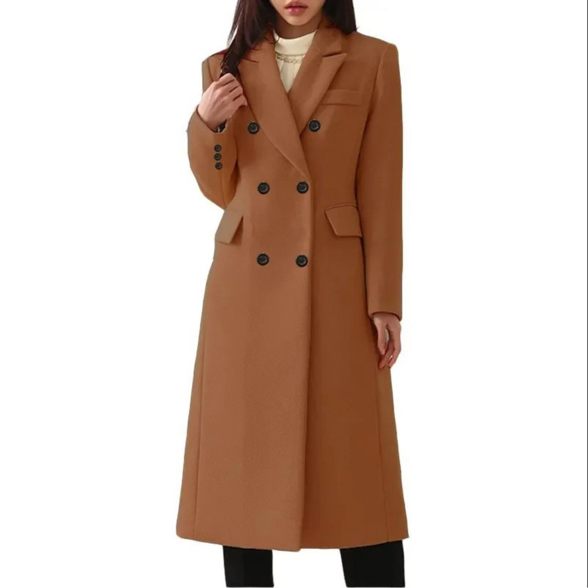 Warm Double Collar Wool Women's Winter Coat