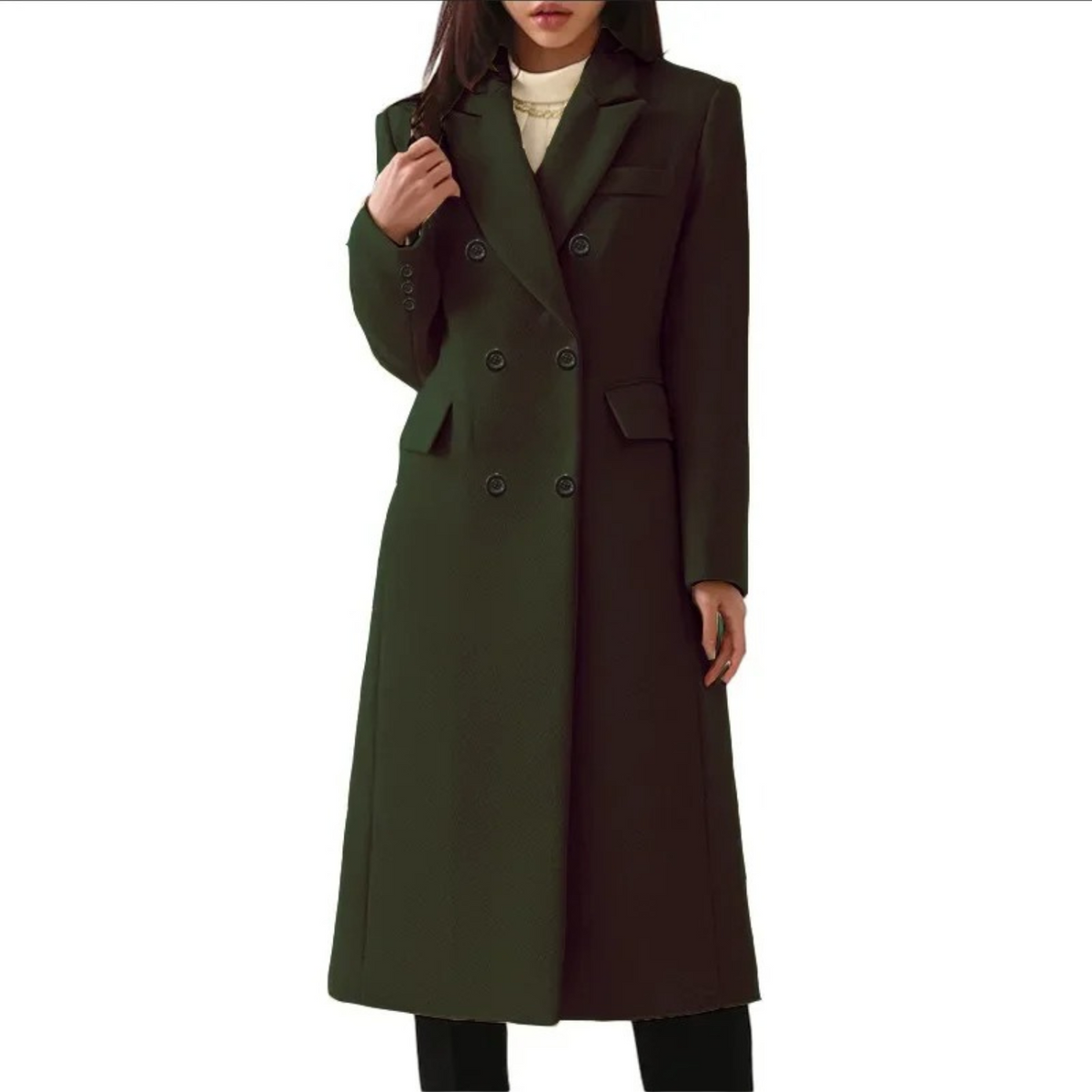 Warm Double Collar Wool Women's Winter Coat