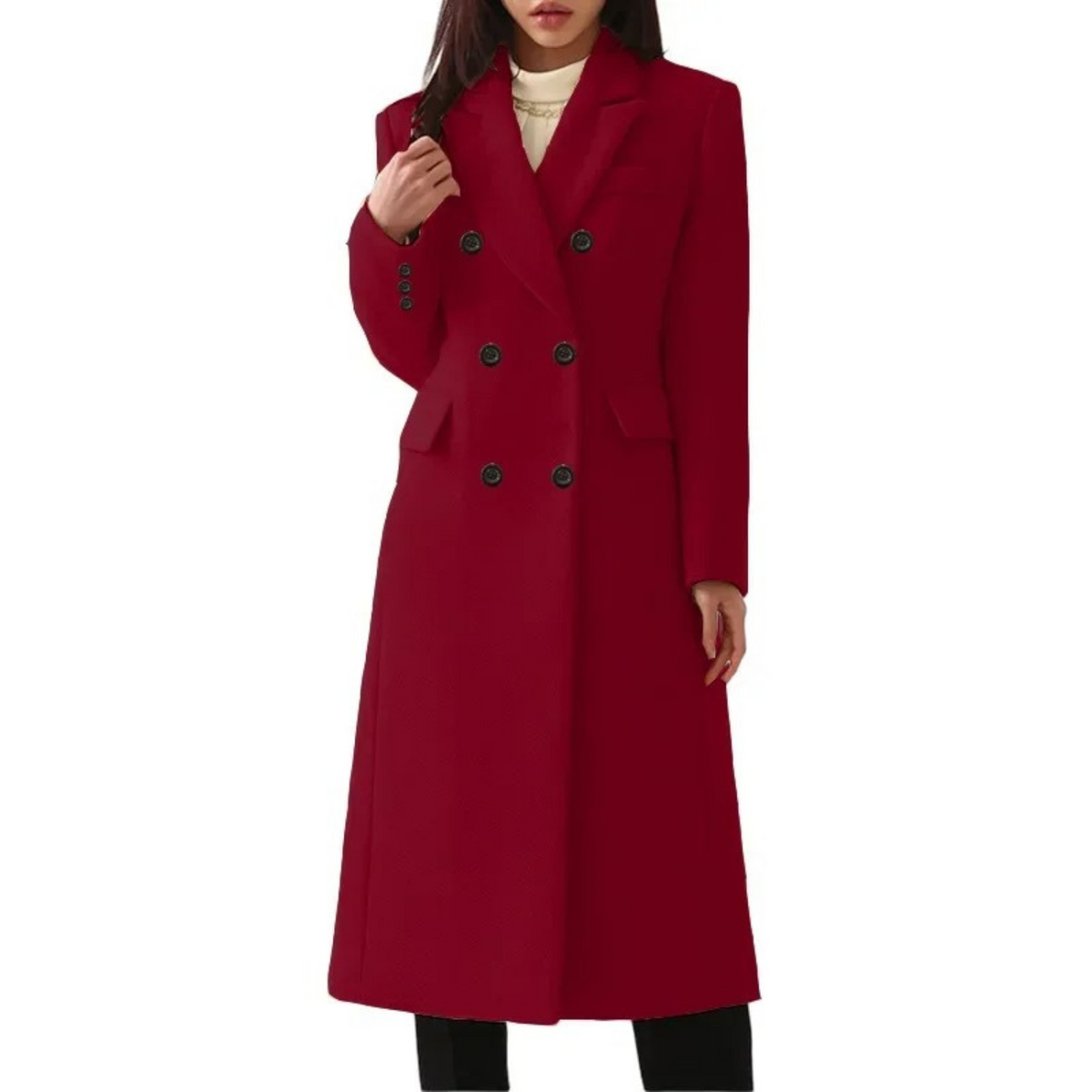 Warm Double Collar Wool Women's Winter Coat