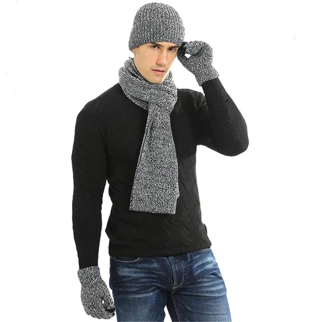 Warm Thermal Hat and Gloves Set for Men