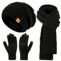 Scarf for Women – Winter Set 3-in-1 Women Hat Long Scarf Touchscreen Gloves Soft Warm Cold Weather Accessories