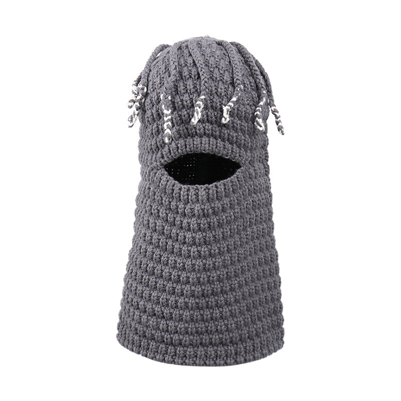 Unisex Knitted Beanie with Integrated Face Mask, Autumn Winter Ear-Warming Cap
