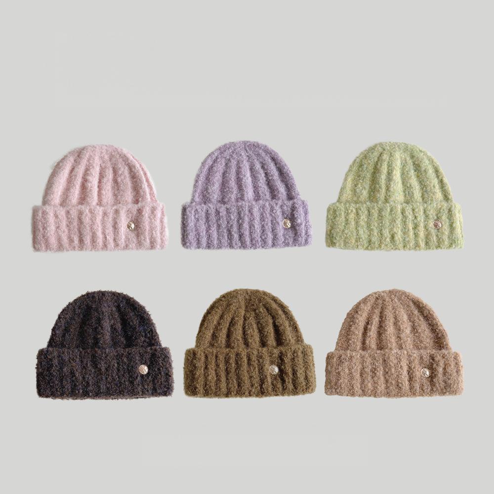 Women's Korean Style Knitted Beanie, Winter Dopamine Thickened Ear-Warming Hat